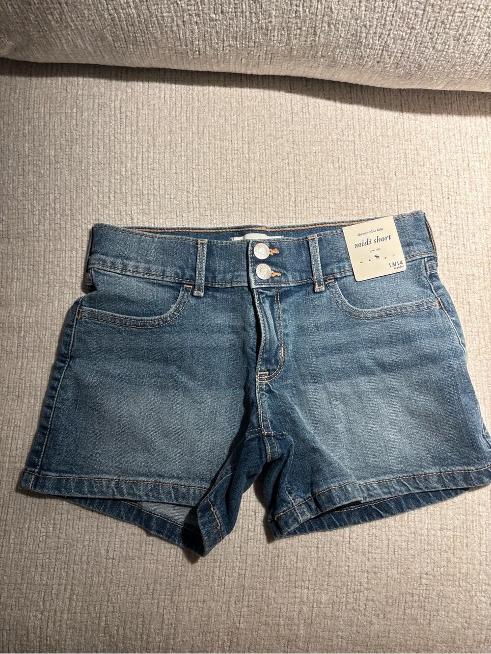 Abercrombie & Fitch Light Blue Denim Midi Shorts